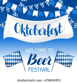 Oktoberfest. Welcome to beer festival. Invitation flyer or poster for feast.
