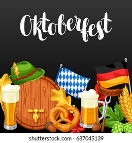 Oktoberfest. Welcome to beer festival. Invitation flyer or poster for feast.