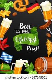 Oktoberfest. Welcome to beer festival. Invitation flyer or poster for feast.