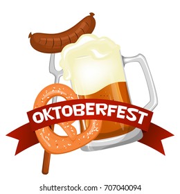 Oktoberfest. Welcome to the beer festival. The invitation, flyer or poster for the holiday. Stock vector.