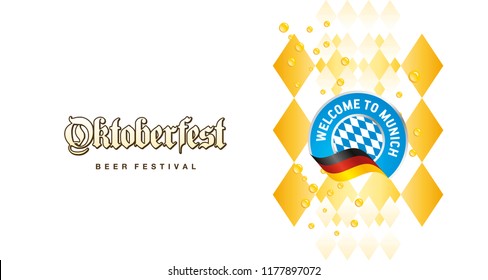 Oktoberfest Welcome to Munich German flag blue logo beer drops