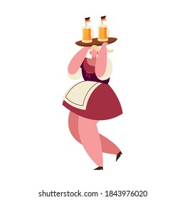 oktoberfest woman cartoon with beer glasses design, Germany festival and celebration theme Vector illustration