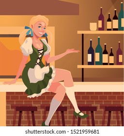 Oktoberfest woman design, Germany festival celebration europe landmark munich culture and party theme Vector illustration