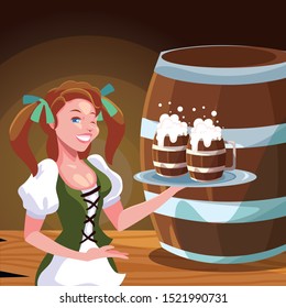 Oktoberfest woman design, Germany festival celebration europe landmark munich culture and party theme Vector illustration