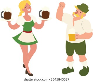 Oktoberfest Mulher Oktoberfest Servindo Homem de Cerveja