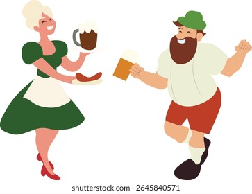 Oktoberfest Mulher Oktoberfest Servindo Homem de Cerveja