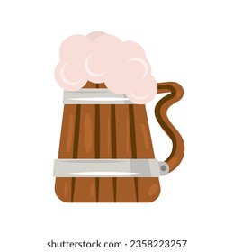 oktoberfest wooden beer mug vector isolated