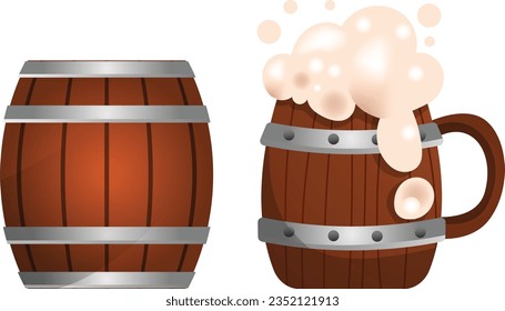 oktoberfest Vidrio de madera, oktoberfest Barrel de madera, fondo plano vectorial para la celebración del festival de cerveza oktoberfest