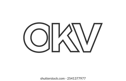 OKV logo design template with strong and modern bold text. Initial based vector logotype featuring simple and minimal typography. Trendy company identity ideal for businesses brand presence.