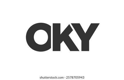 OKY logo design template with strong and modern bold text. Initial based vector logotype featuring simple and minimal typography. Trendy company identity ideal for businesses brand presence.