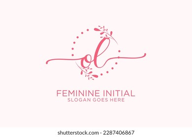 OL beauty monogram and elegant logo design handwriting logo of initial signature, wedding, fashion, floral and botanical with creative template.