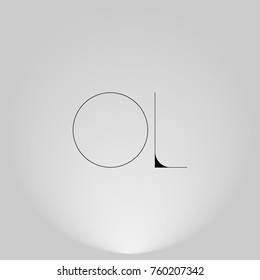 OL Black thin minimalist LOGO Design with Highlight on Gray background.