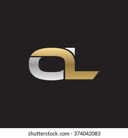 OL company linked letter logo golden silver black background