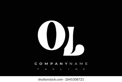 OL Creative Abstract Tipografia Design de logotipo. Logotipo elegante que combina tipografia arrojada e formas criativas, ideal para soluções de marca e identidade.