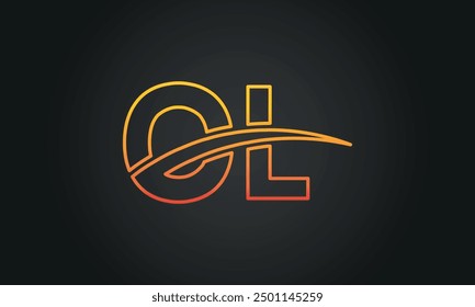 OL creative and modern letter logo design. OL logo design vector in black background.