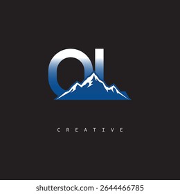 OL Creative Mountain Logo Negrito Gradiente Letra Marca Branding Design para marcas de negócios ao ar livre