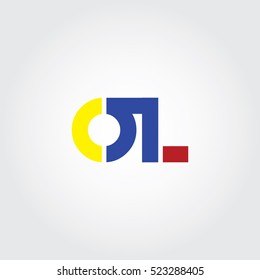 OL flat initial letter logo combining yellow, blue and red