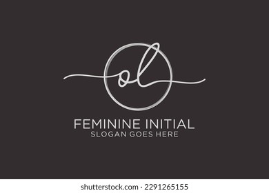 OL handwriting logo with circle template vector logo of initial signature, wedding, fashion, floral and botanical with creative template.