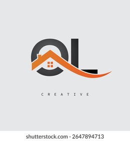 OL House Letter Logo - Monograma criativo imobiliário com forma de telhado e ícone de casa para propriedade, arquitetura e identidade de marca moderna