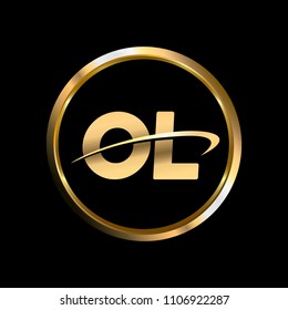 OL initial circle company logo gold black background