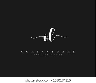 OL initial handwriting logo template with luxury color vector.