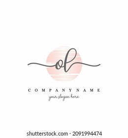 OL Initial handwriting logo vector. Hand lettering With Sunrise for designs.