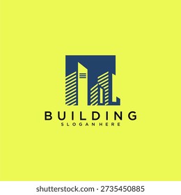 OL initial letter building logo for real estate with square design