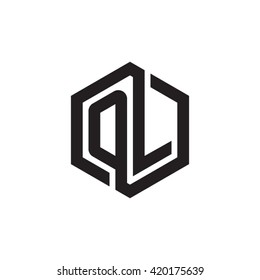 OL initial letters looping linked hexagon monogram logo