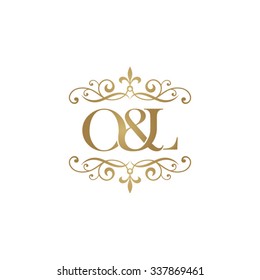 O&L Initial logo. Ornament ampersand monogram golden logo