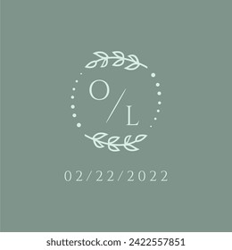 OL initial modern monogram wedding with creative circle line