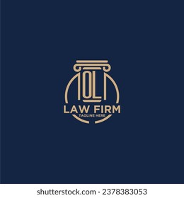 OL initial monogram for law firm with creative circle line