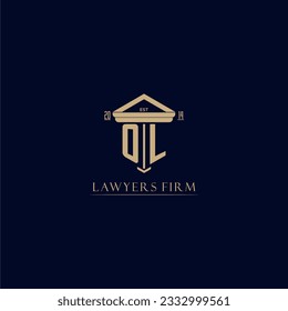 OL initial monogram lawfirm logo with pillar design