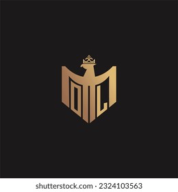 OL initial monogram logo for eagle  crown image vector design