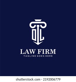 OL initial monogram logo lawfirm with pillar design