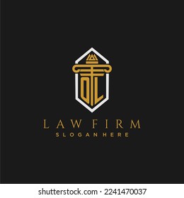 OL initial monogram logo for lawfirm with pillar in creative polygon design