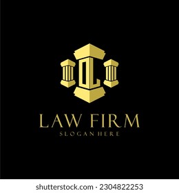 OL initial monogram logo for lawfirm with pillar design