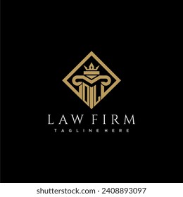 OL initial monogram logo for lawfirm with pillar in creative square design