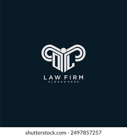 OL initial monogram logo lawfirm with pillar design