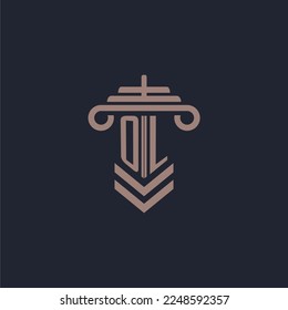 OL initial monogram logo with pillar design for law firm vector image