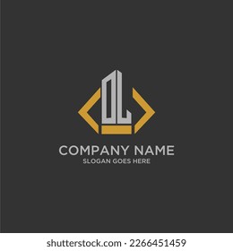 OL initial monogram logo for real estate with building style