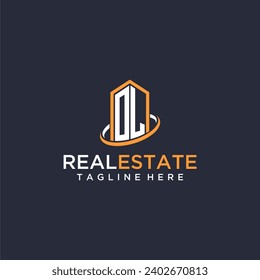 OL initial monogram logo real estate with building style design vector