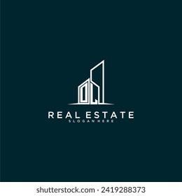 OL initial monogram logo real estate with building style design vector