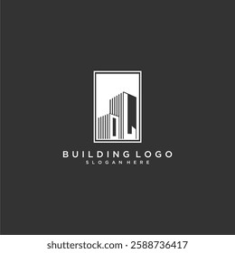 OL initial monogram real estate logo with building creative square style design