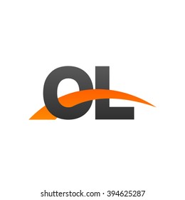 OL initial overlapping swoosh letter logo black orange