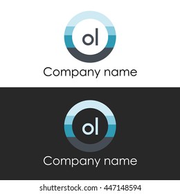 OL letter circle shape icon logo white blue