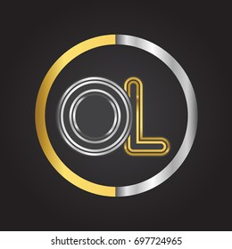 OL Letter logo in a circle. gold and silver colored. Vector design template elements for your business or company identity.