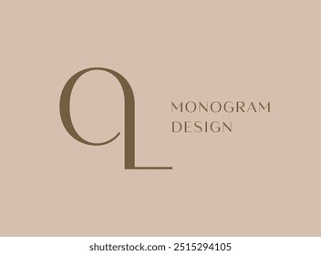 Design do ícone de logotipo da letra OL. Monograma de iniciais de luxo estilo clássico.