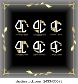 OL letter luxury logo set design.OL monogram polygonal and circle shape vector. OL luxury design.
