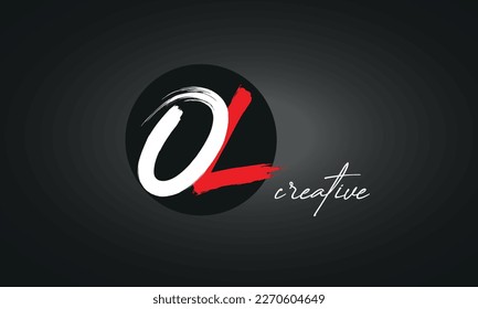 OL Letters Brush Paint Logo icon, Elegant Vector Design