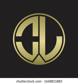 OL Logo monogram circle with piece ribbon style on gold colors